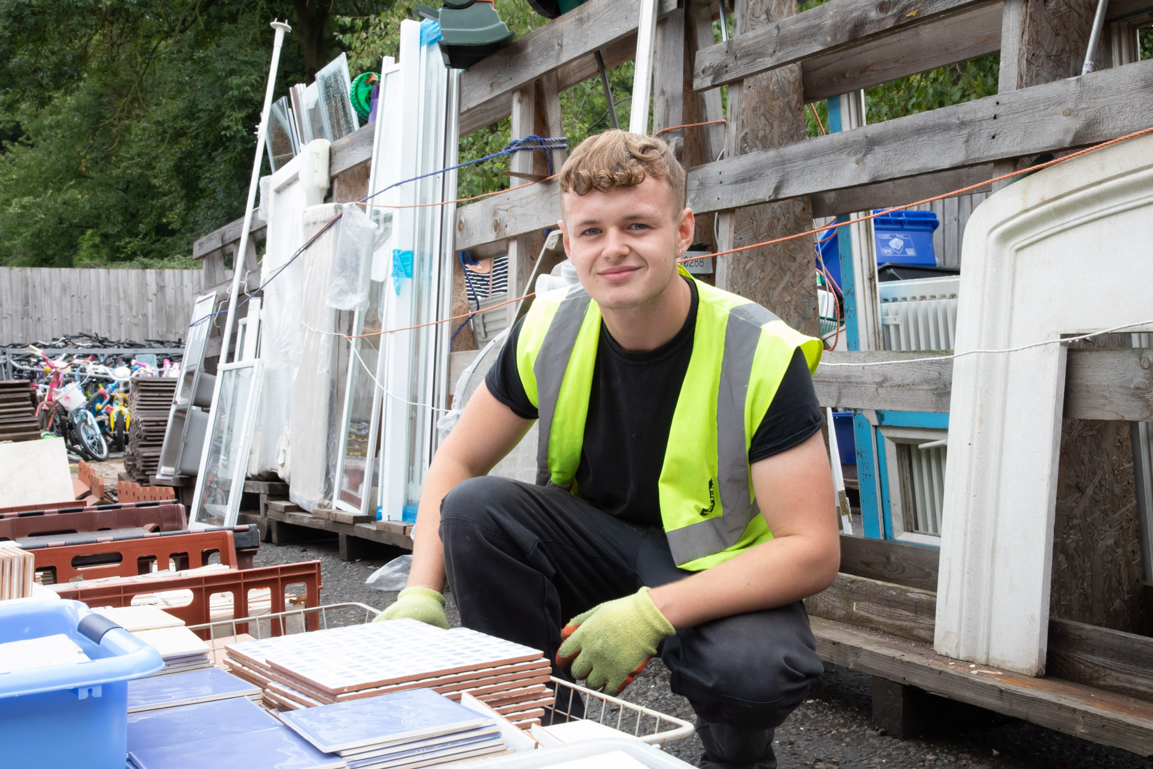 A construction worker posing for the camera