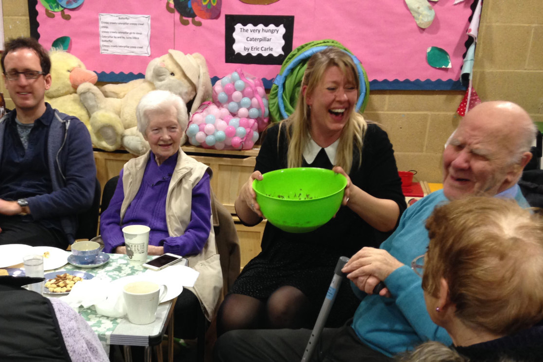 A group of people having a party