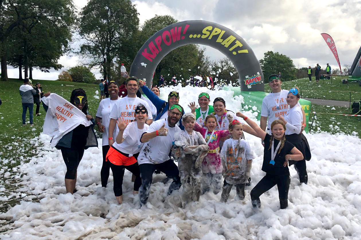 A group of people at a splash event