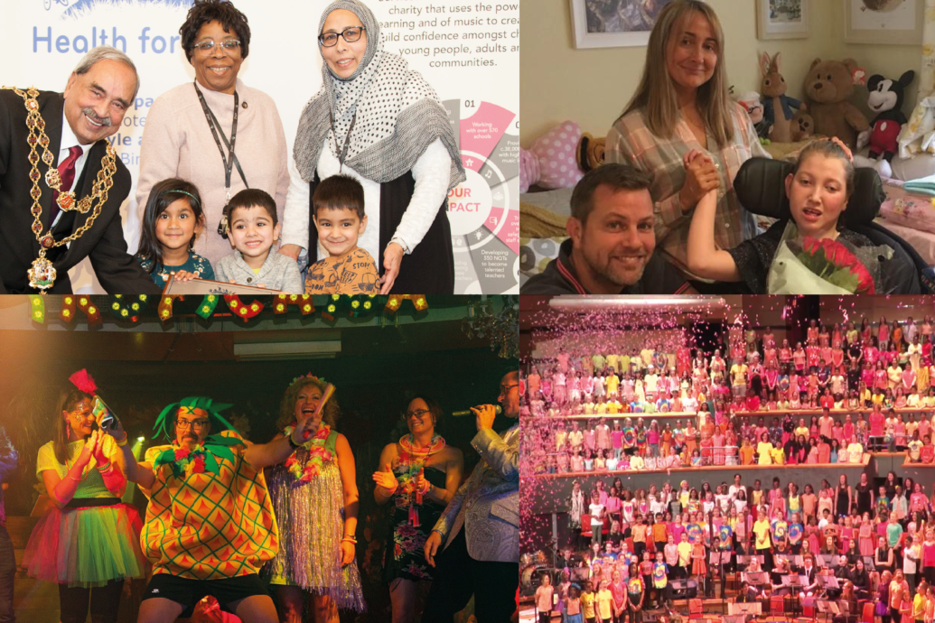 A collage of service users from four different charities
