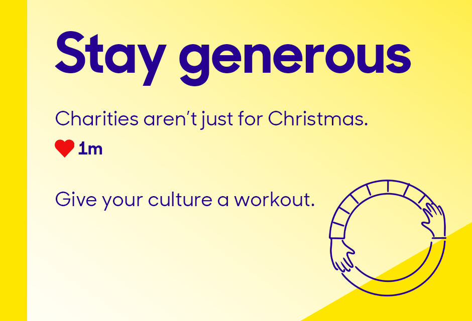 Stay Generous text on yellow background