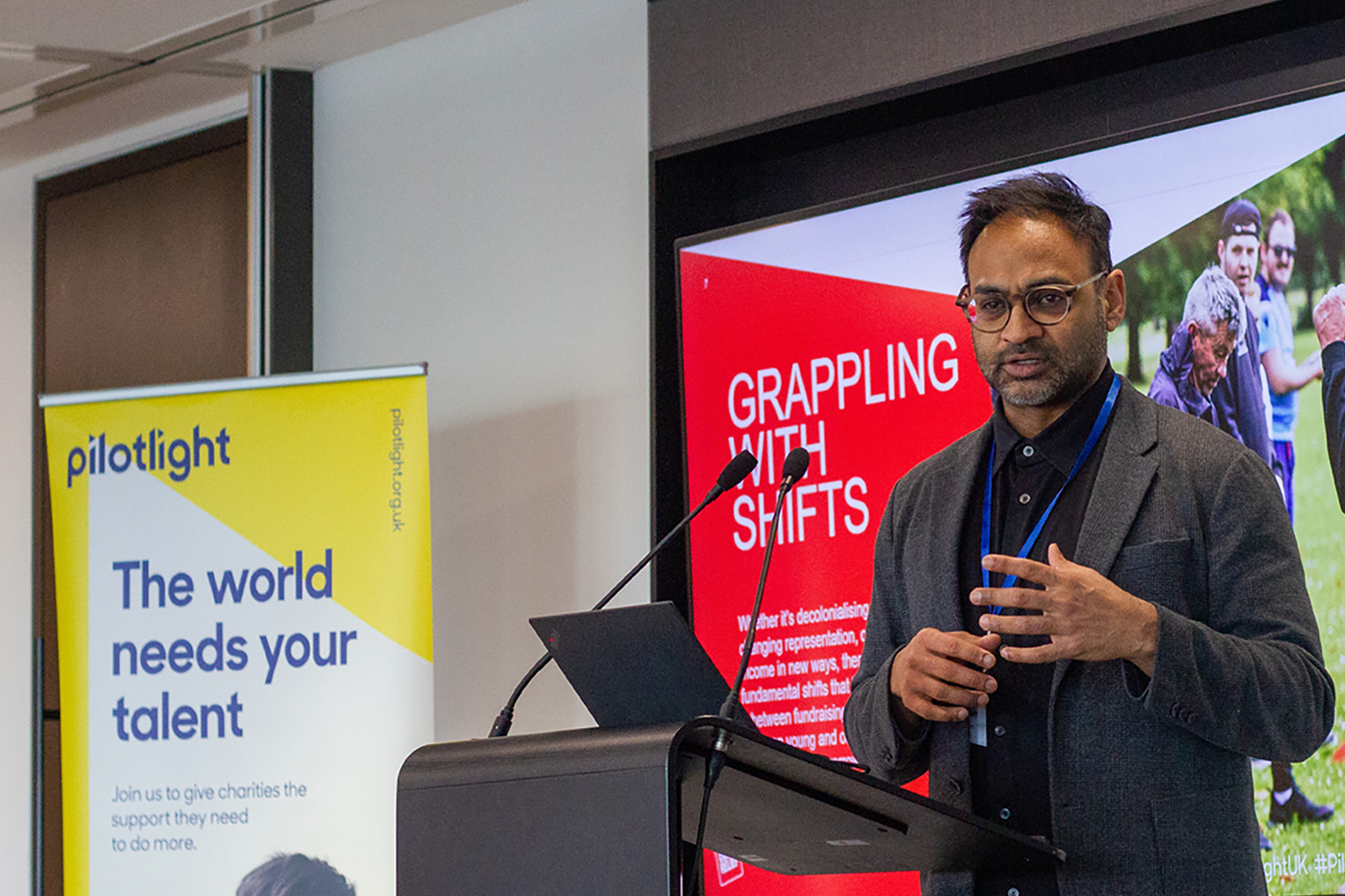 Samir Patel CEO at Comic Relief at the Pilotlight conference 2023