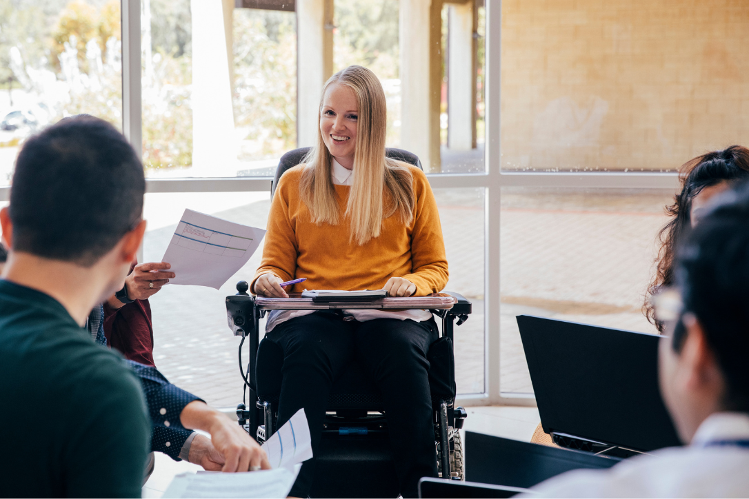 Woman in wheelchair