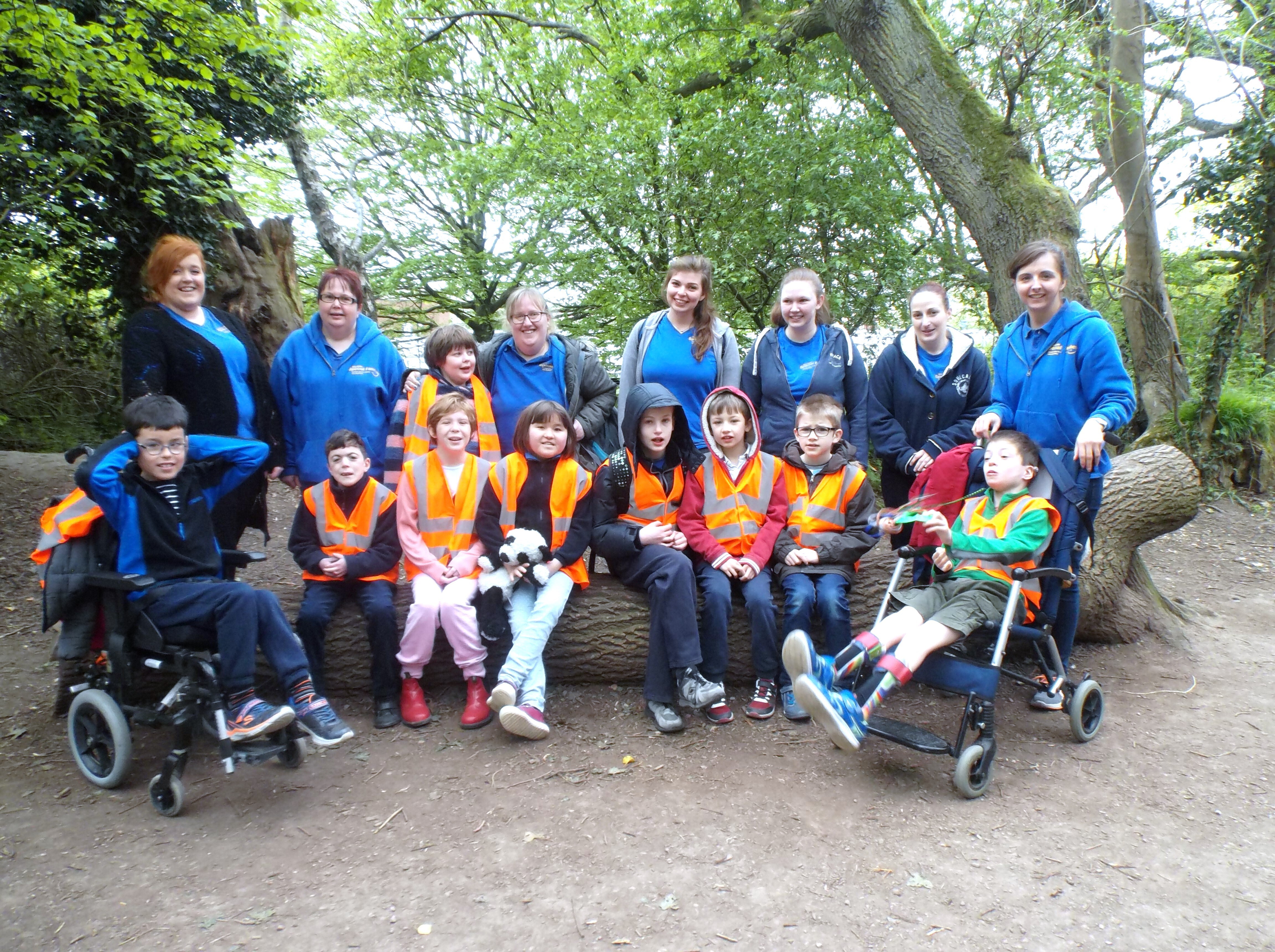 Group of people in woods, part of the work of the charity Malvern Special Families